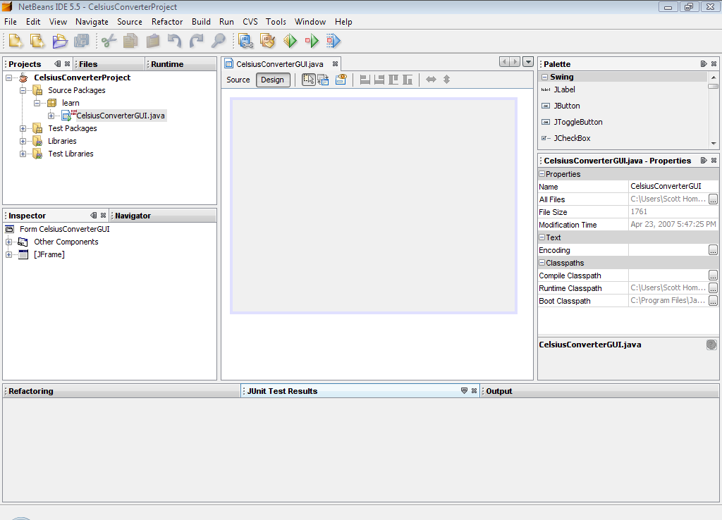 Screen shot from NetBeans