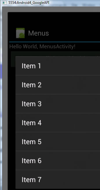 context menu